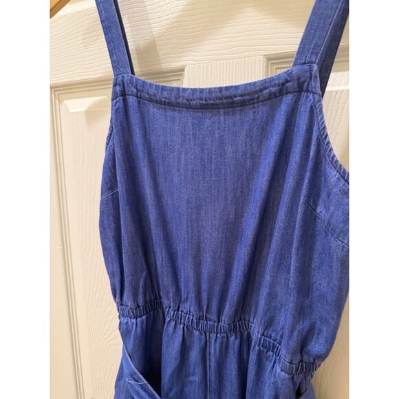 Old Navy Womens Denim Sleeveless Jumpsuit With Adjustable Straps & Waist Tie - Picture 3 of 9